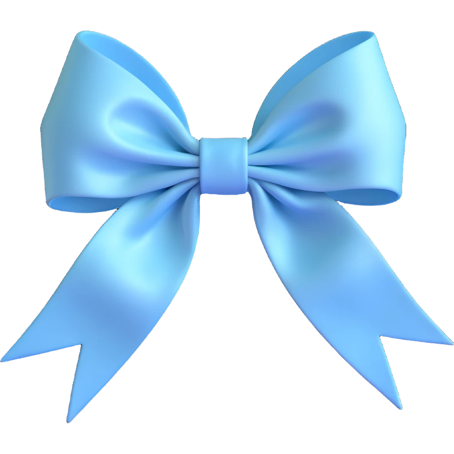 light blue coquette bow, delicate, feminine, soft ribbon, gentle curves, subtle shine emoji