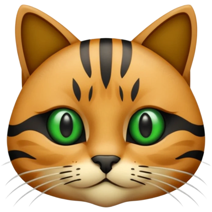 een bruine kat met zwarte strepen en groene ogen emoji
