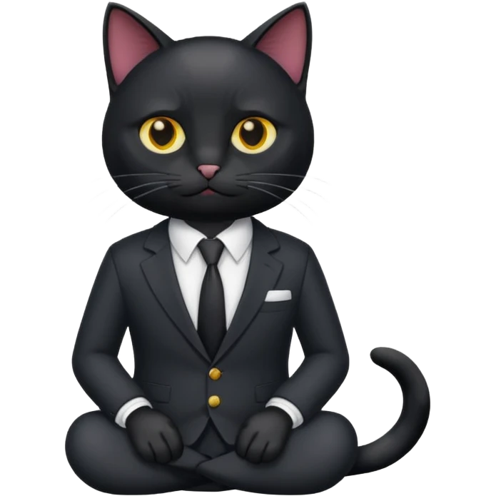 𝐛𝐥𝐚𝐜𝐤 𝐜𝐚𝐭 𝐰𝐢𝐭𝐡 𝐚 𝐬𝐮𝐢𝐭 𝐛𝐮𝐭 𝐬𝐢𝐭𝐭𝐢𝐧𝐠 emoji