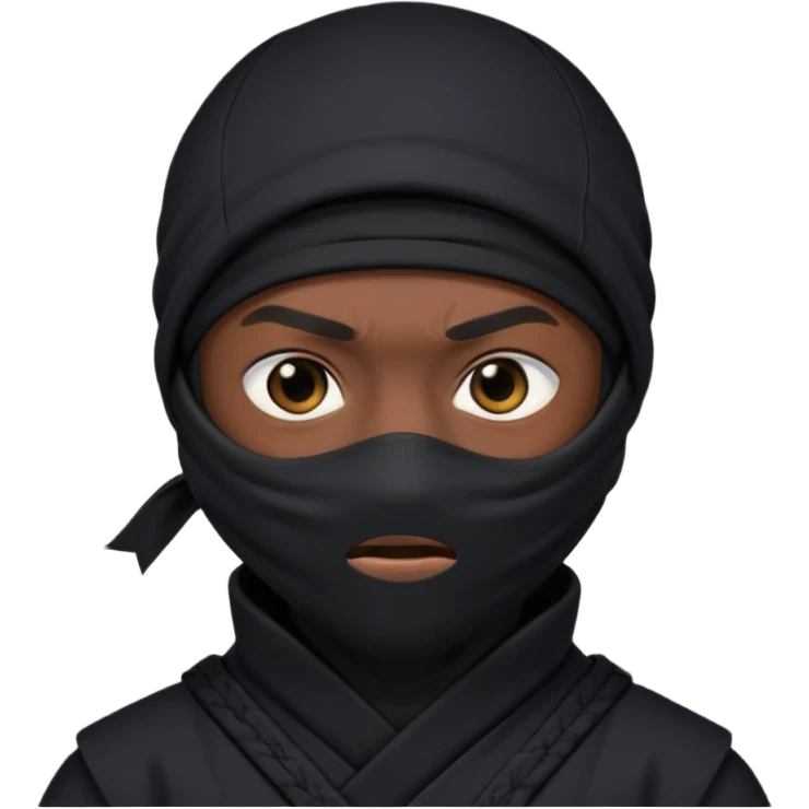 Ninja covering his face with black ninja suite. emoji
