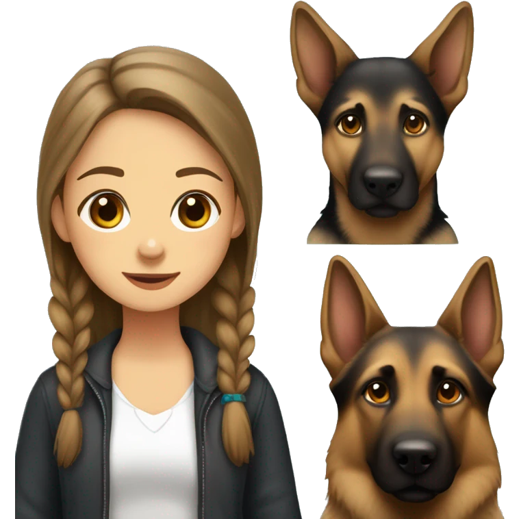 german shepherd with a girl with brown hair emoji