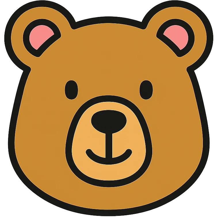 bear color outlined icon with black outlines emoji