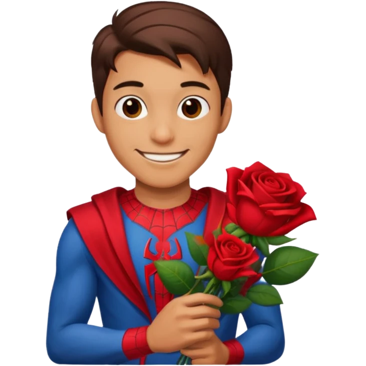 Spider-Man holding a rose bouquet  emoji