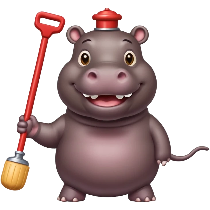 Hippo wearing a plunger emoji
