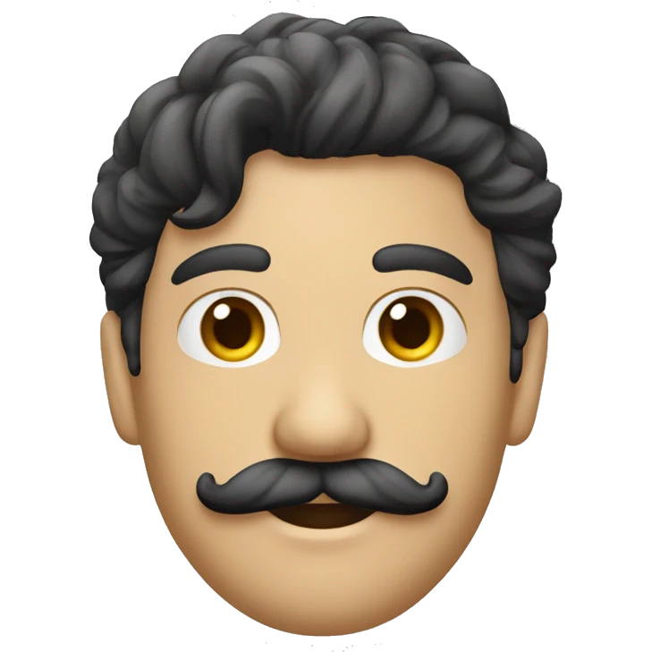 homem branco cabelo preto bigode e cavanhaque imponente  emoji