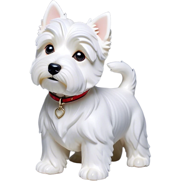 Cinematic Noble West Highland White Terrier Portrait Emoji, Poised and regal, with a compact, sturdy build and a pristine, well-groomed pure white coat, deep-set soulful dark eyes, Simplified yet sharp and sophisticated features, highly detailed, glowing with a soft, dignified glow, high shine, intelligent and loyal, stylized with an air of confidence, focused and attentive, soft glowing outline, capturing the essence of a watchful and determined companion, so majestic it feels as though it could trot out of the screen with effortless authority! emoji
