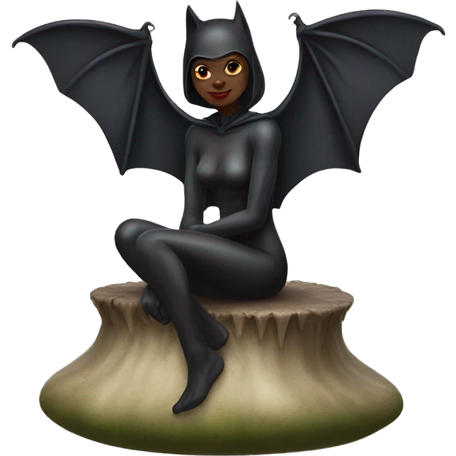 bat woman sitting on a toadstool emoji