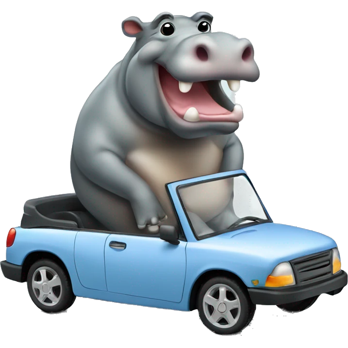 Hippopotamus on car emoji