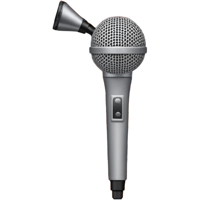 minimalist, flat iconography design; suitable to be used as an emoji/reaction in chat: a document with a folded corner and horizontal lines, outlined in a brick pattern. At the top center of the document is an icon indicating ai. In front of the document a microphone icon emoji