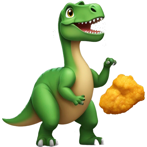 Dinosaur holding a nugget emoji
