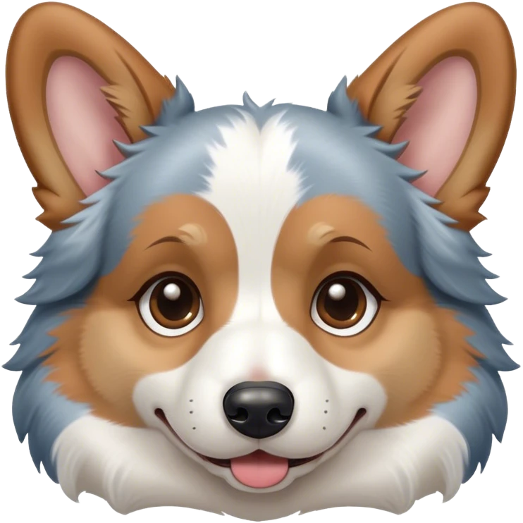 Blue Merle corgi whose face is brown and white emoji
