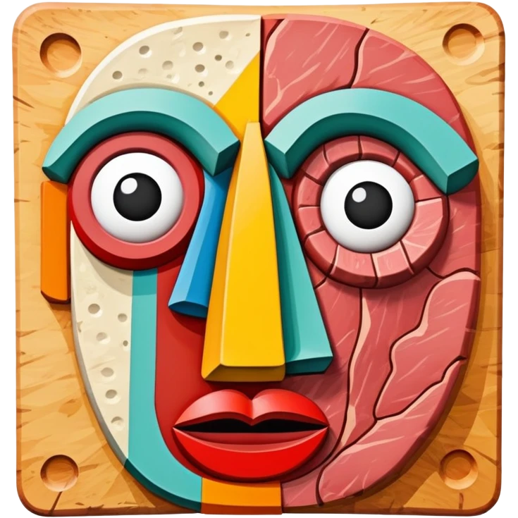 picasso abstract art SPAM MEAT face sculpture  emoji