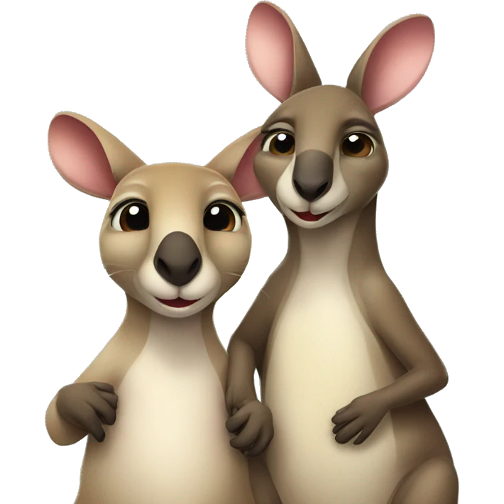 Kangaroo and possum in love emoji