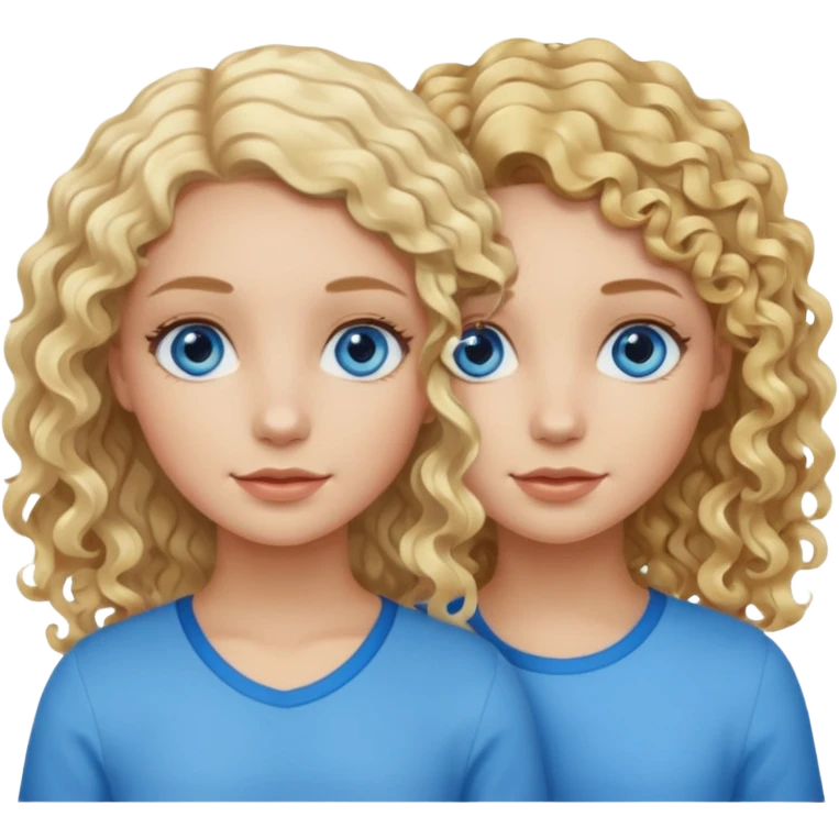 Two girls, one with curly blonde hair, blue eyes and another with wavy blonde hair and blue eyes emoji