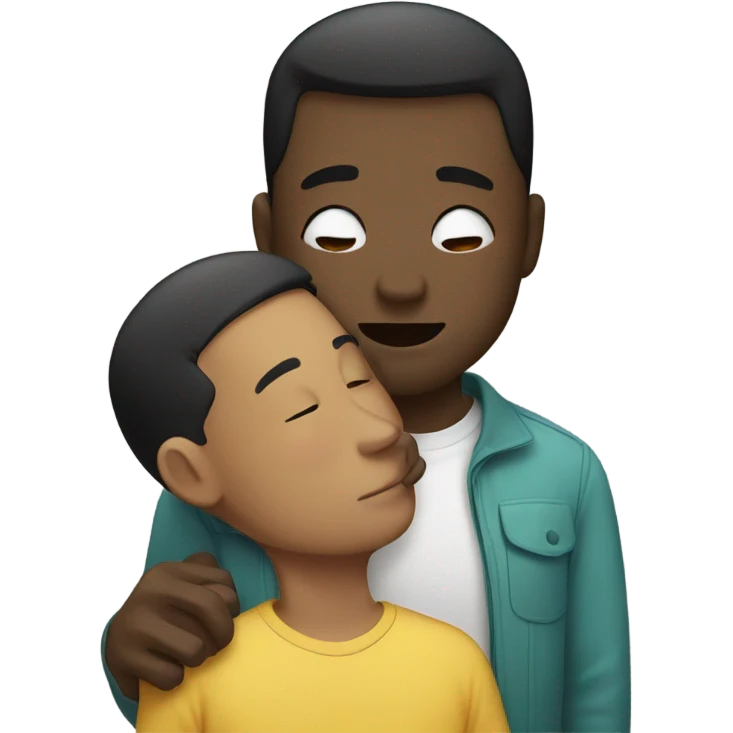 Asian man kissing a black man  emoji