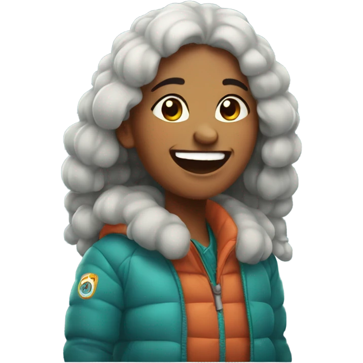 indian girl in puffer laughing emoji