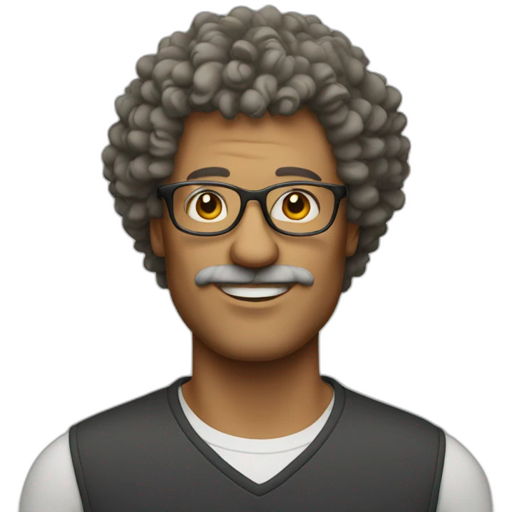 Middle-aged man with natural perm and glasses emoji