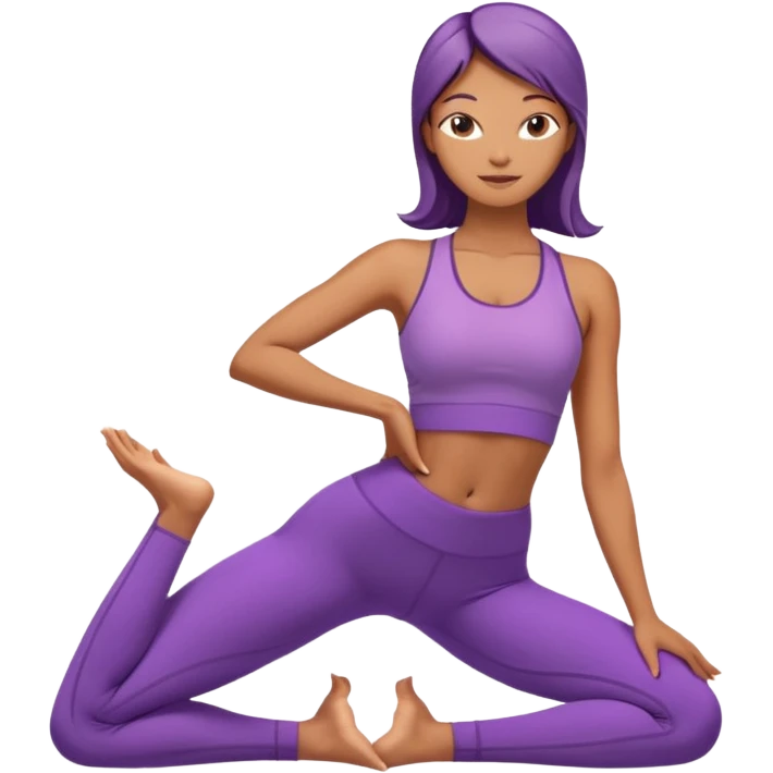 	A woman in purple yoga clothes arching her back in cobra pose, glowing warm light, relaxed energy, soft background. emoji