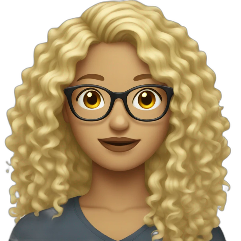 blond curly young woman with glasses emoji