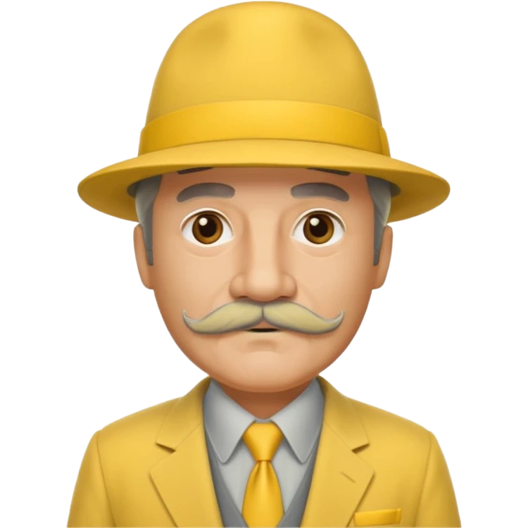 middle aged mobster with yellow colored suit and hat and grey mustache with grey beard emoji