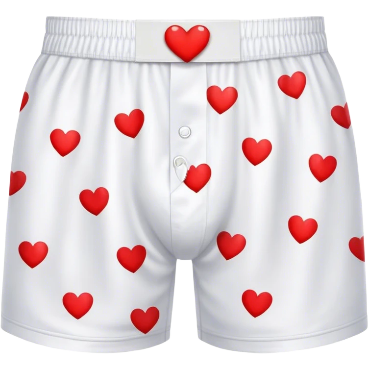 Red heart patterned white pair of boxers emoji