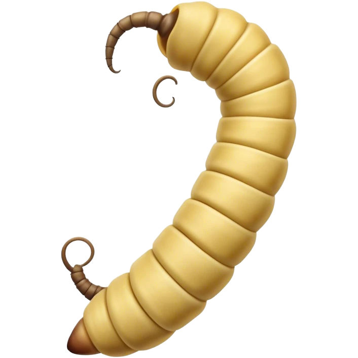 very long twisting long wriggling maggot moving towards camera first person perspective. narrowly segmented emoji
