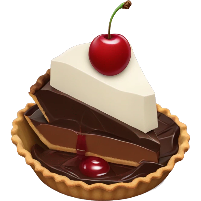 Chocolate pie with cherry on top emoji