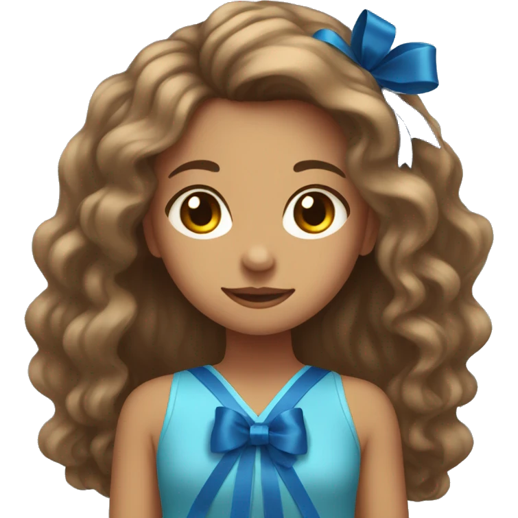 girl with tan skin and long brown hair with a blue ribbon in her hair emoji
