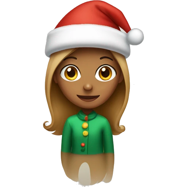 Girl wearing Christmas hat emoji