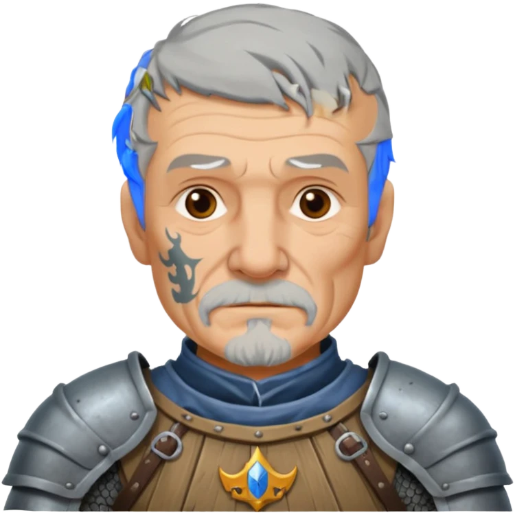 elderly tattooed knight, tattooed shoulder emoji