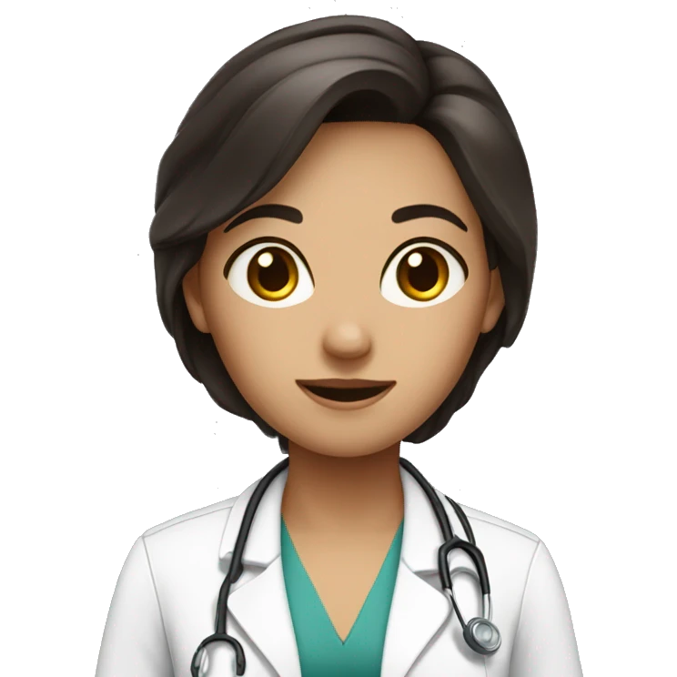 One cute brunette female doctor emoji