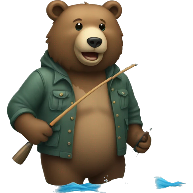 Bear going fishing emoji