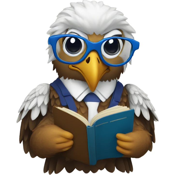 eagle with glasses reading a blue book  emoji