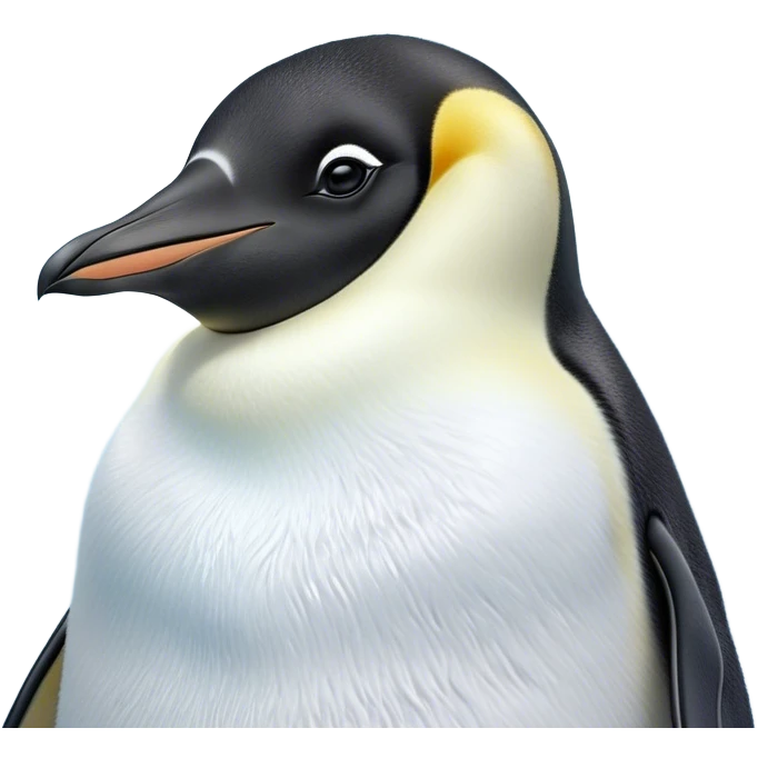 Meme-Worthy cute Sleeping Emperor Penguin Portrait Emoji, Head resting peacefully with a contented smile, showcasing luxuriously soft feathers and a serene, slumbering gaze, Simplified yet hilariously adorable features, highly detailed, glowing with a soft, drowsy polar light, high shine, relaxed and utterly lovable, stylized with an air of playful laziness, bright and heartwarming, soft glowing outline, capturing the essence of a comically sleepy emperor that feels destined to become the next viral sensation of adorable rest! emoji