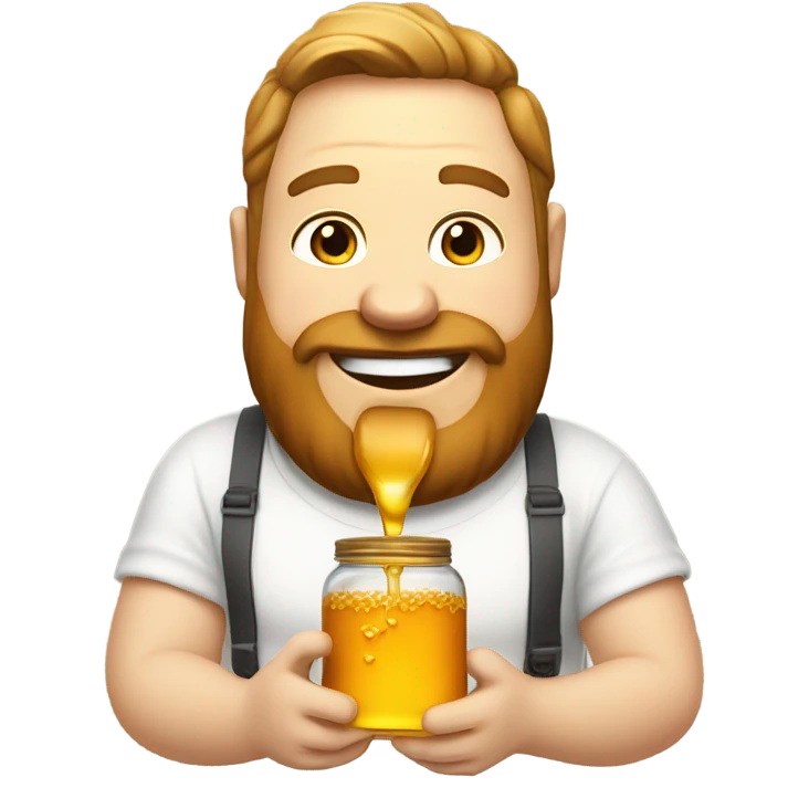 make a man with beard thats fat in a wife beater shirt eating honey from a b emoji
