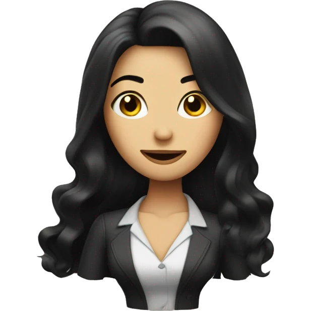 woman waving long black hair and well dressed doing eye wink  emoji