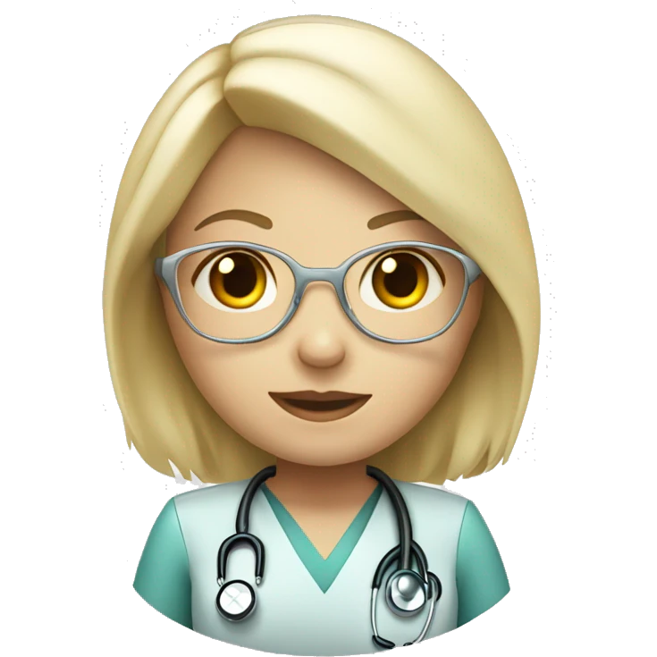 Light blonde female medical doctor with a fringe and a stethoscope emoji