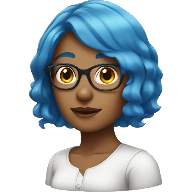 Woman with blue hair tipping emoji