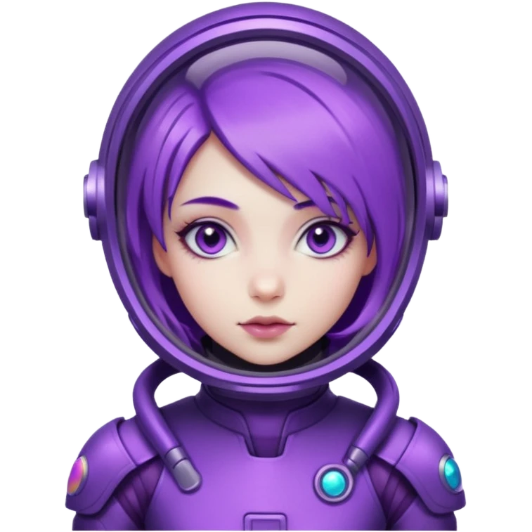 Girl with purple hair and purple eyes in purple futuristic spacesuit  emoji