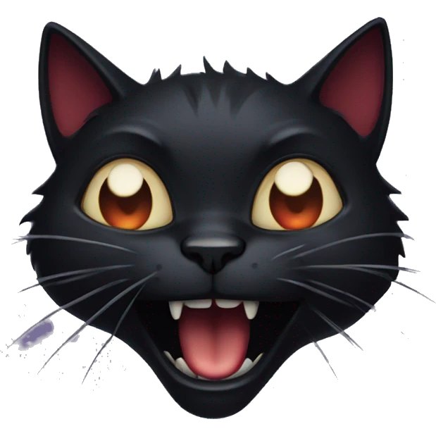A black cat with vampire fangs emoji