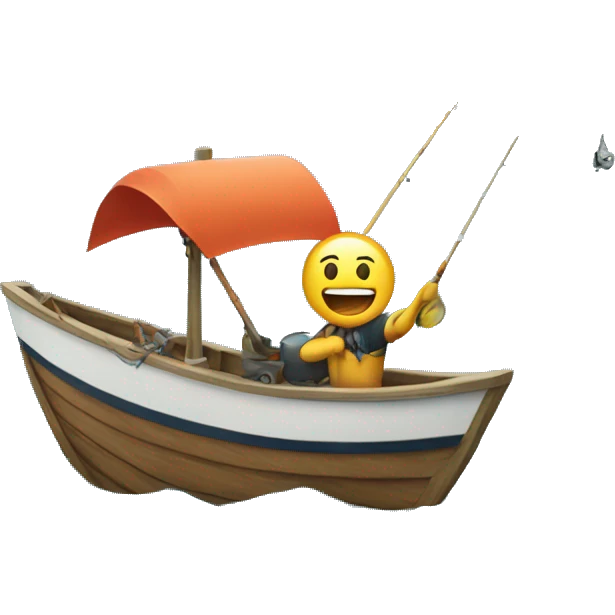 Fish fishing on a boat in the ocean  emoji