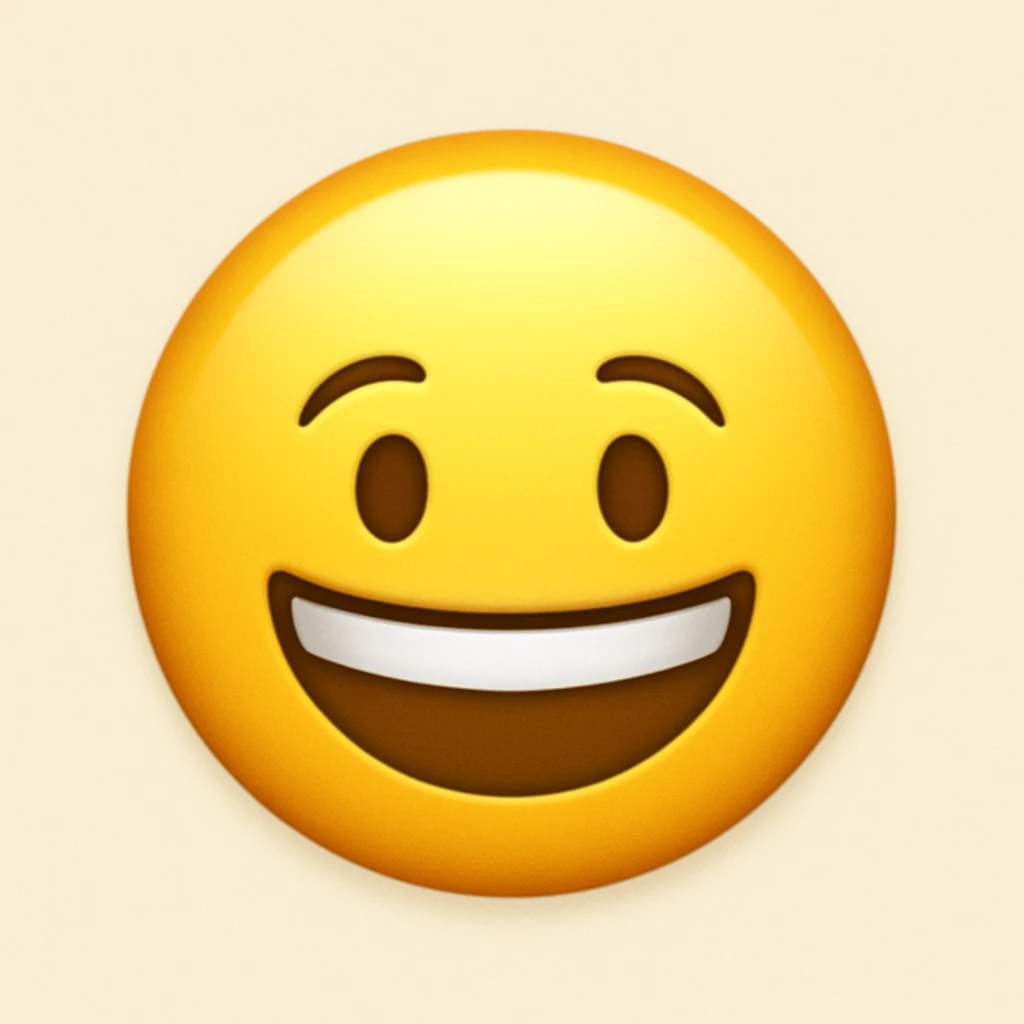 Make the lips smile, keep other features the same in the style of apple style emojis emoji