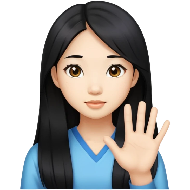 pretty asian girl long hair going “um hello?” emoji