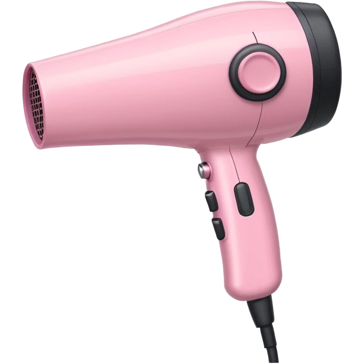 pastel pink hair dryer iOS emoji style, with a cord emoji