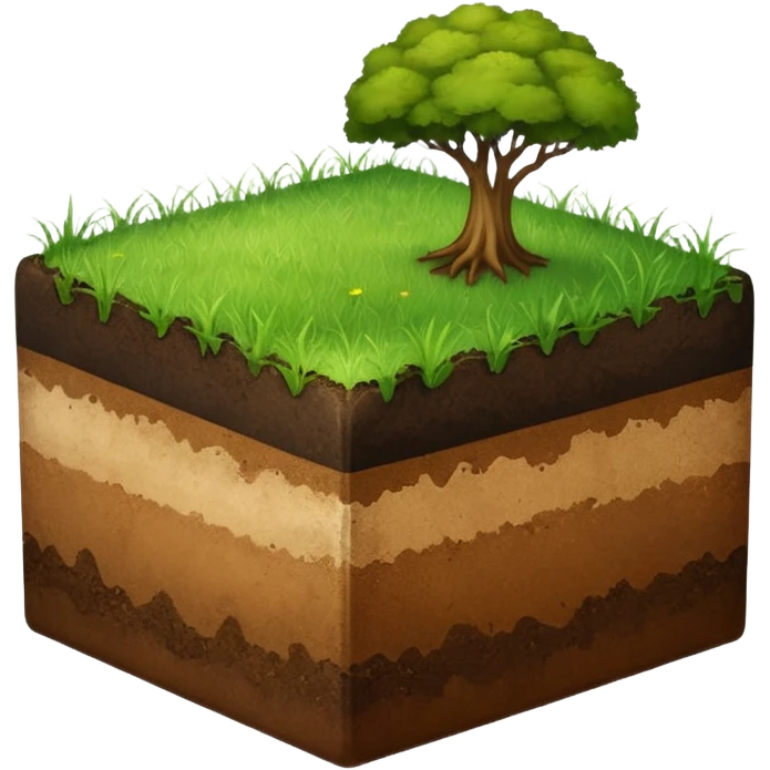 A slice of land. grass on top, dirt on the lower half. in the shape of a half-cube.  emoji
