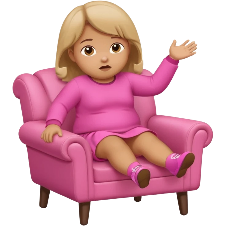 Little Girl fat but not too fat falling off chair with pink clothes on emoji