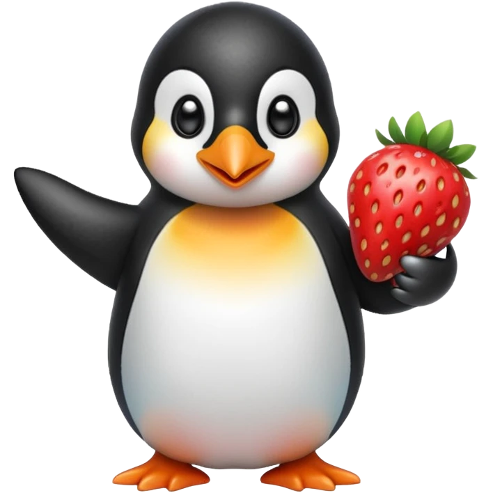 Penguin strawberry emoji