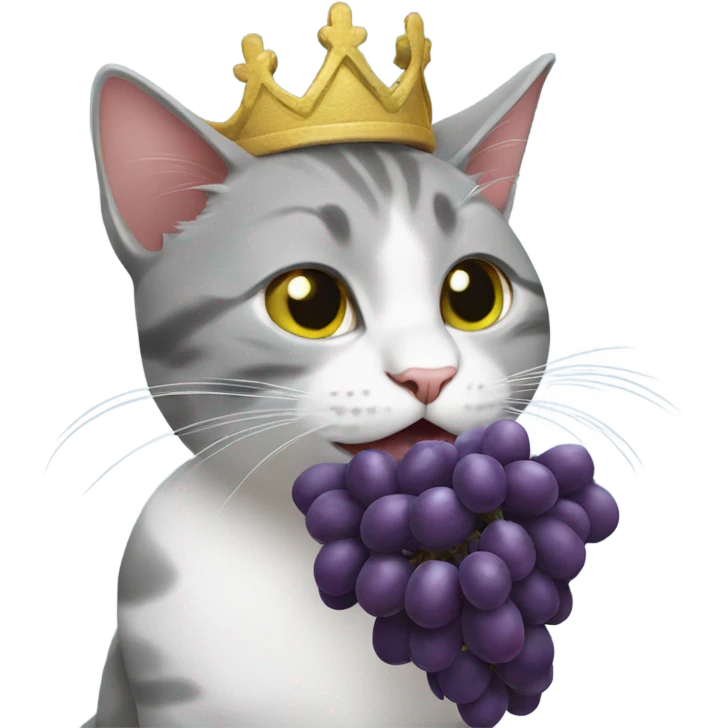 Cat eating grapes like a Queen emoji