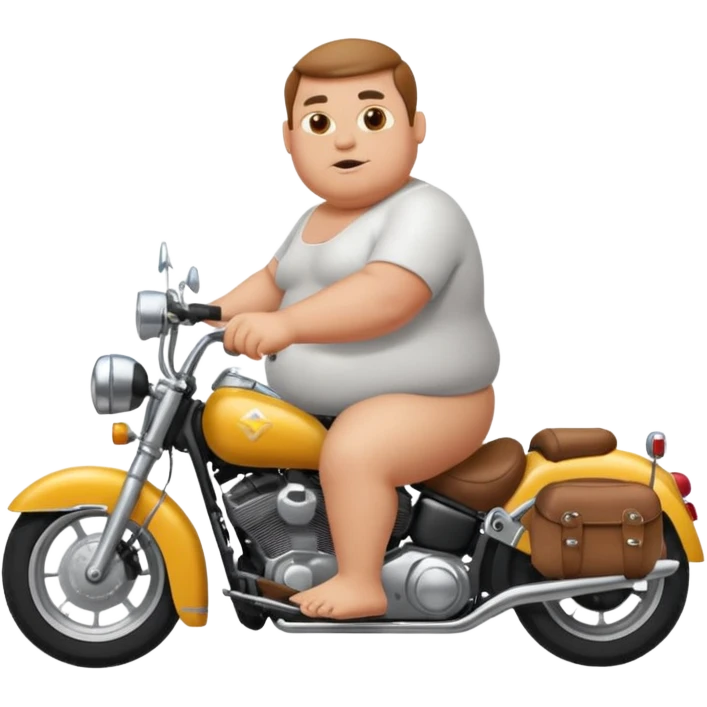 Fat smooth man riding motorcycle without shirt emoji