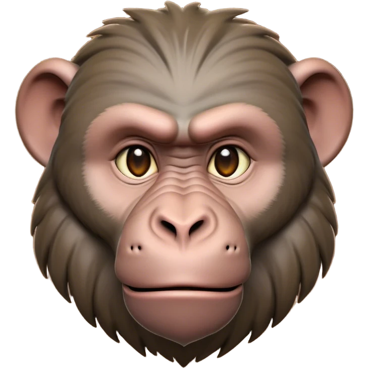 Cinematic Realistic Noble Baboon Portrait Emoji, Poised and commanding, with a robust, muscular build and a richly textured face marked by prominent brows, a powerful jawline, and deep, soulful eyes rendered in natural earthy tones, high shine, intelligent and bold, styled with an air of wild majesty, focused and attentive, soft glowing outline, capturing the essence of a watchful and confident baboon that exudes raw, regal power! emoji